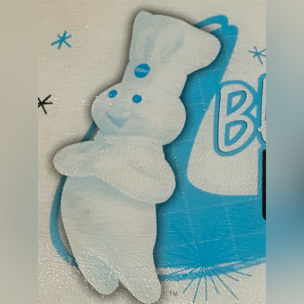 Pillsbury Doughboy Glass Cutting Board Kitchen Blue Eyes 2007 USED POOR *STAINED - Picture 9 of 15